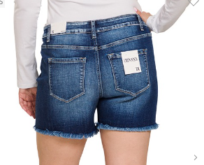 Mid-Rise Frayed Jean Shorts