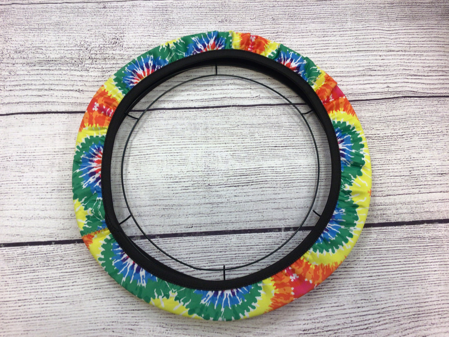 Rainbow Tie-Dye Steering Wheel
