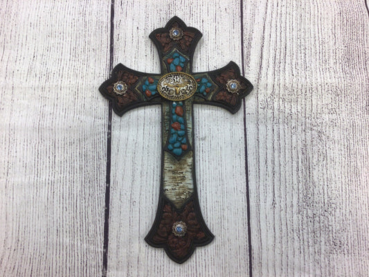 Western Cross w/ Small Stone Cross and Bull Buckle