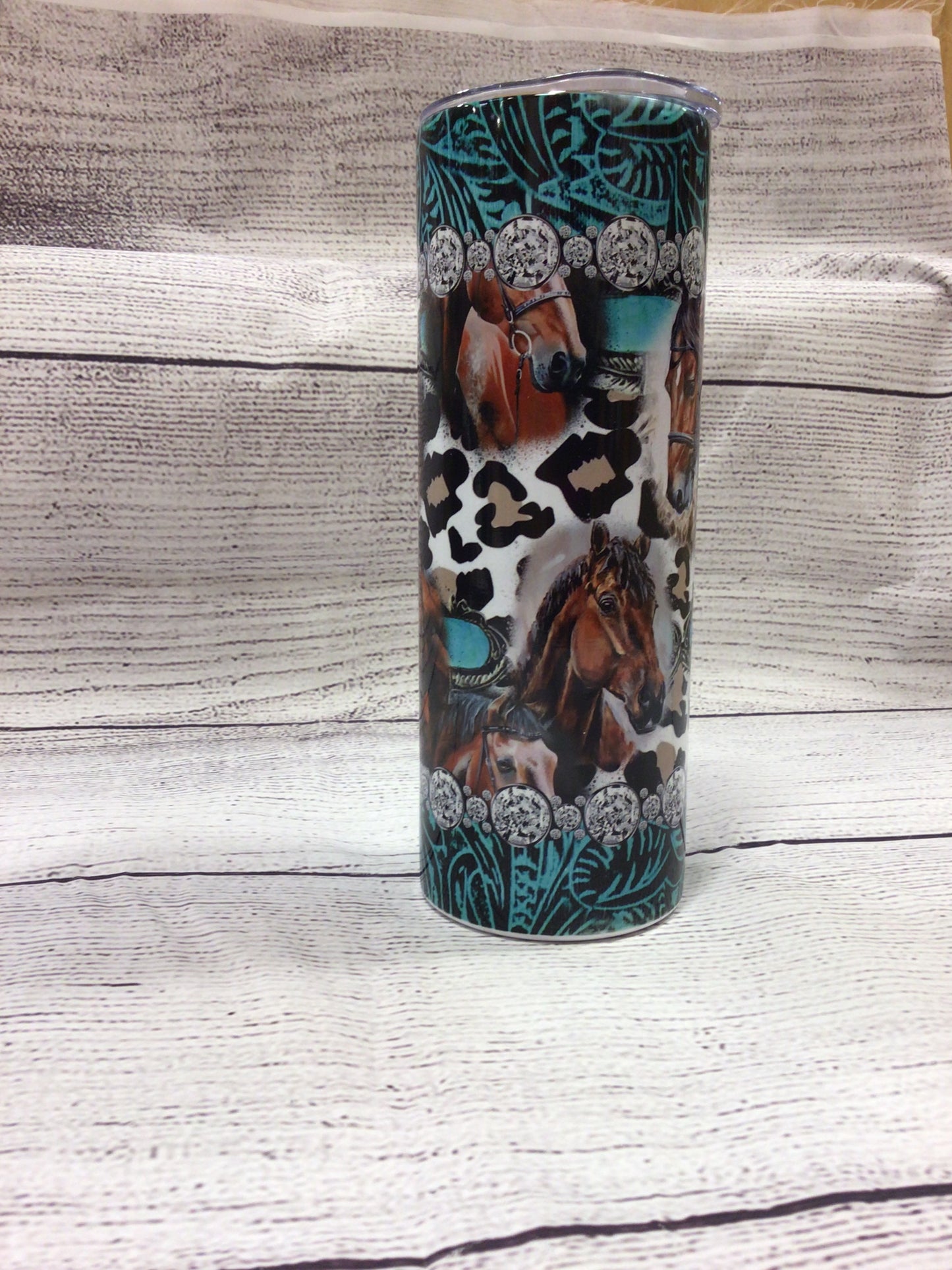 Teal Horses 20oz tumbler