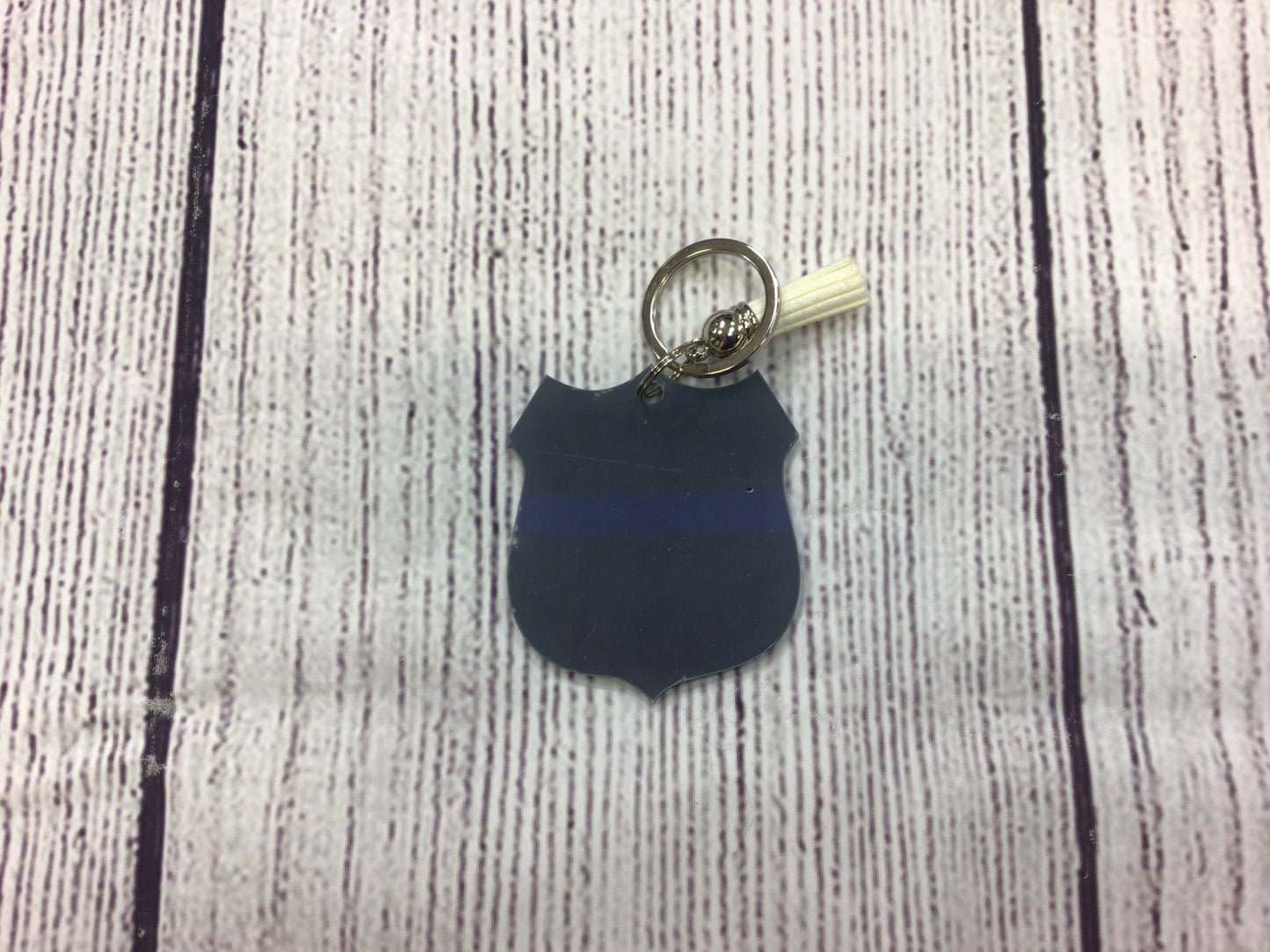 Acrylic Police Badge / Thin Blue Line Keychain