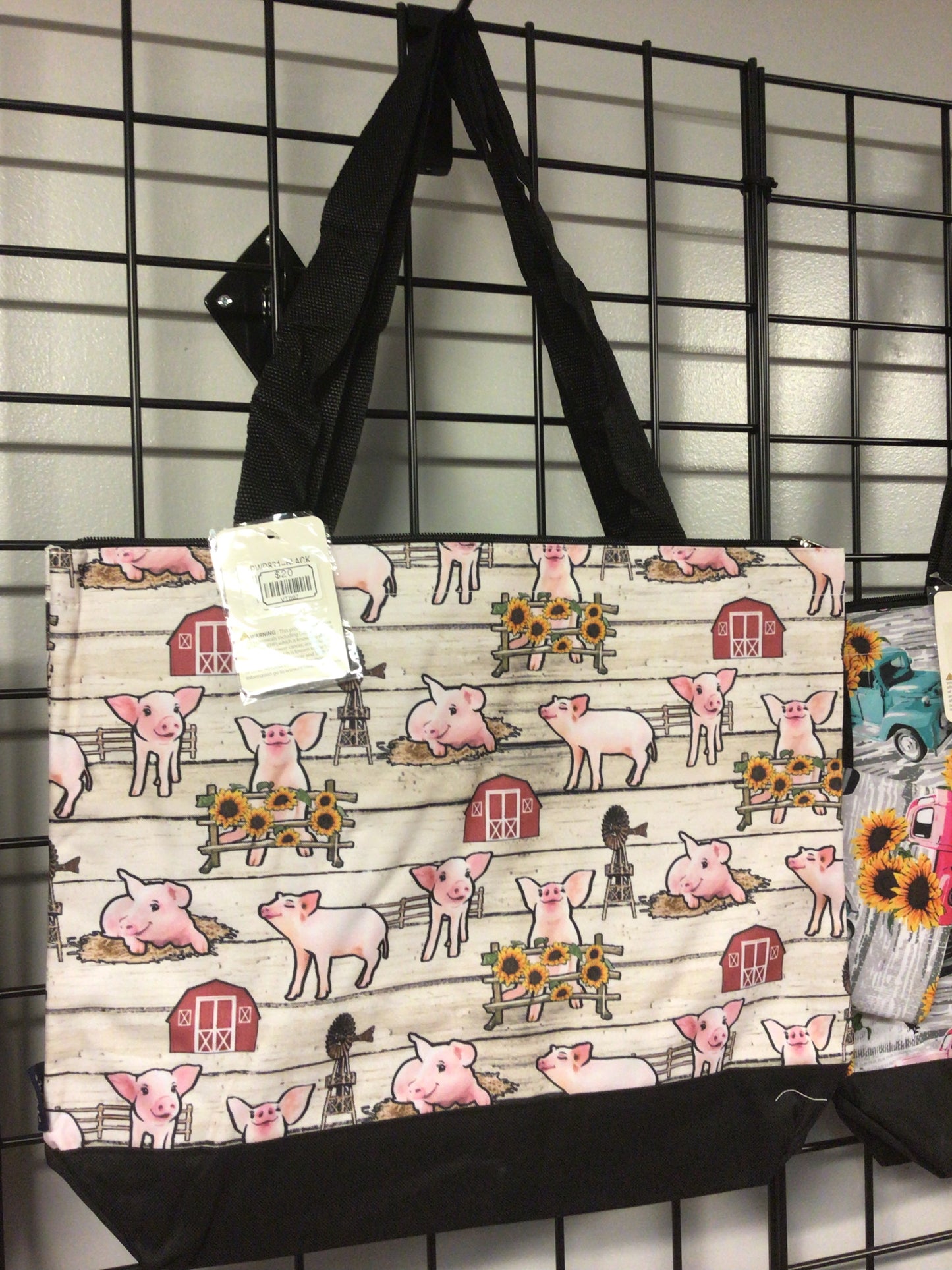 Pig Sunflower Tote Bag w/ Coin Purse