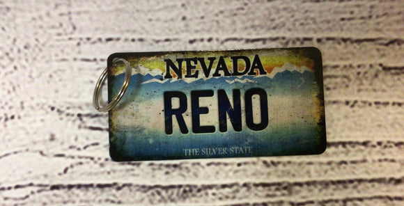 Reno License plate keychain