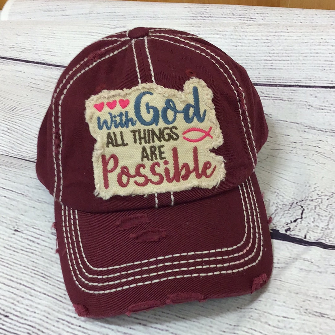 With God Things Possible Burgundy Hat