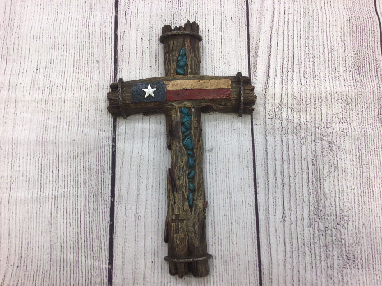 Texas Flag w/ Turquoise Rocks Cross