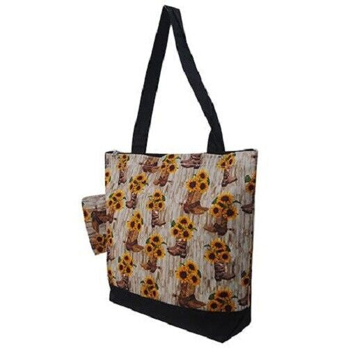 Boots Sunflower Tote Bag w/ Coin Purse