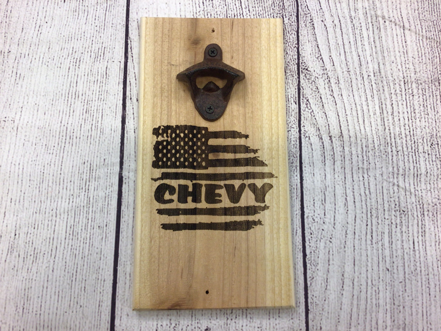 Chevy Flag Bottle opener