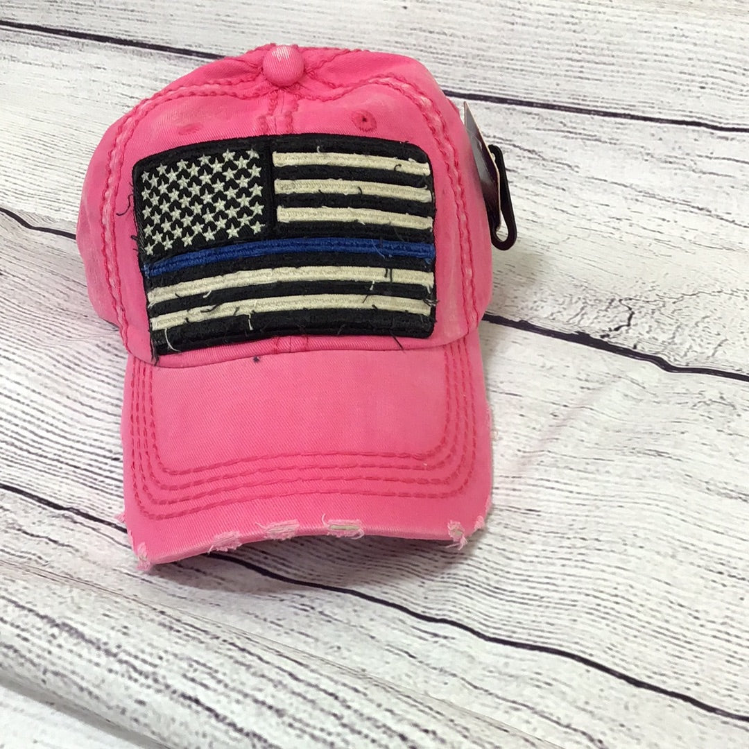 Pink Blue Line Hat