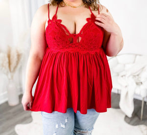 Ruby Red Lace Cami Top