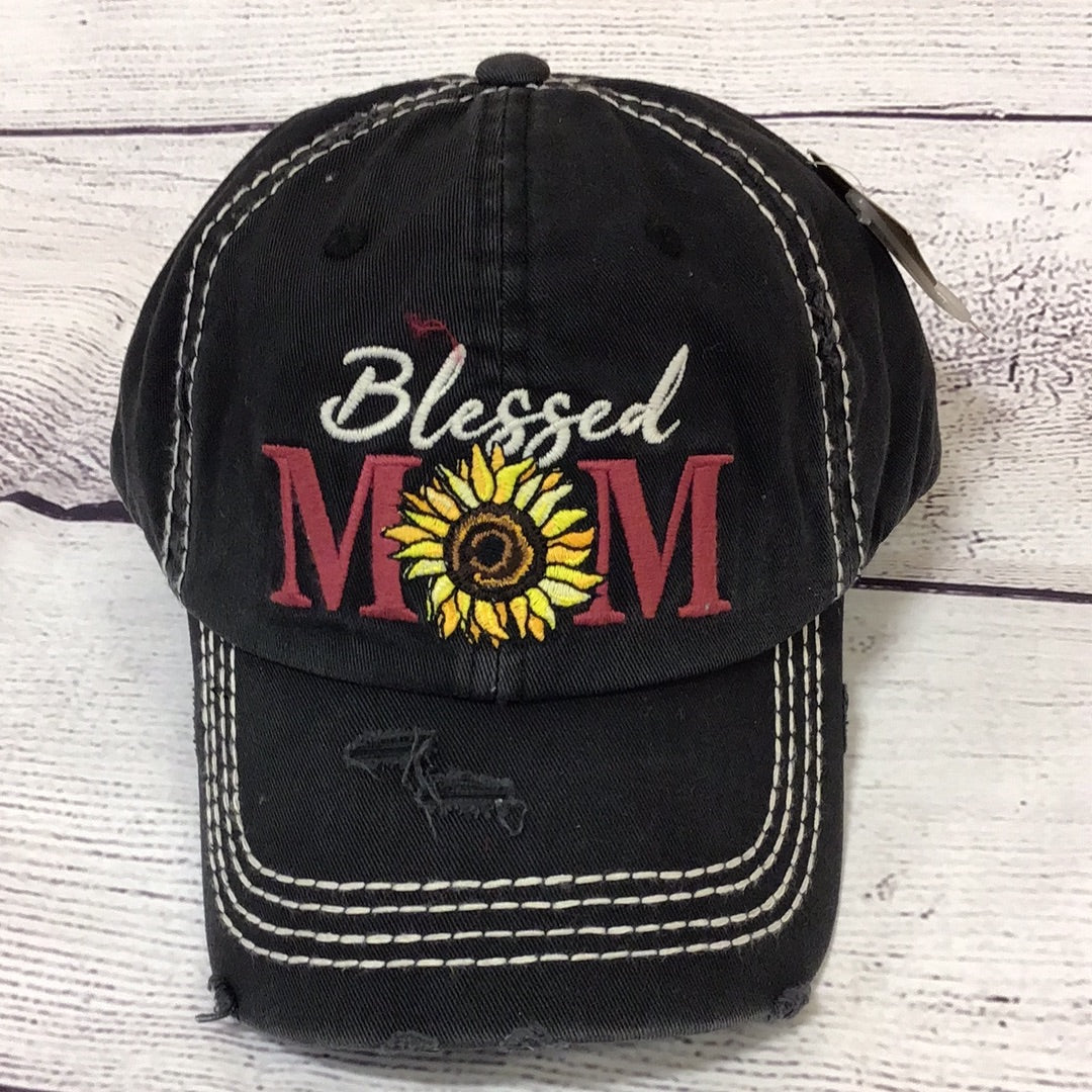 Sunflower Blessed Mom Black Hat