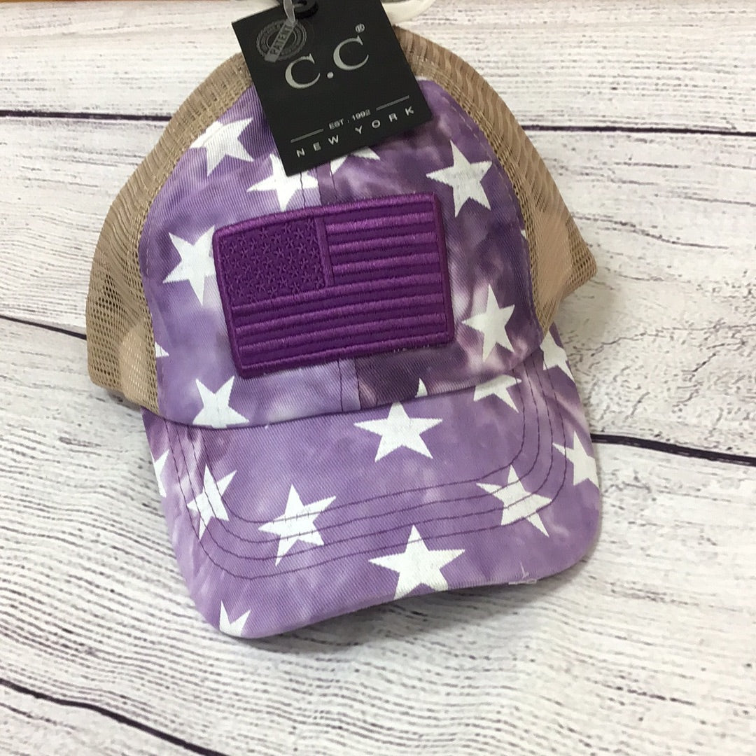 Purple Star Flag Crisscross Hat