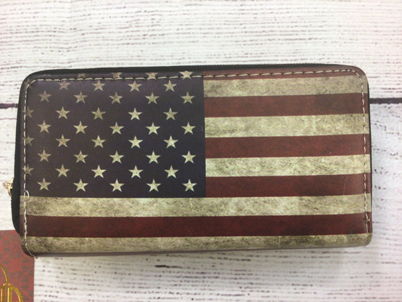 Vintage American Flag Double Wallet
