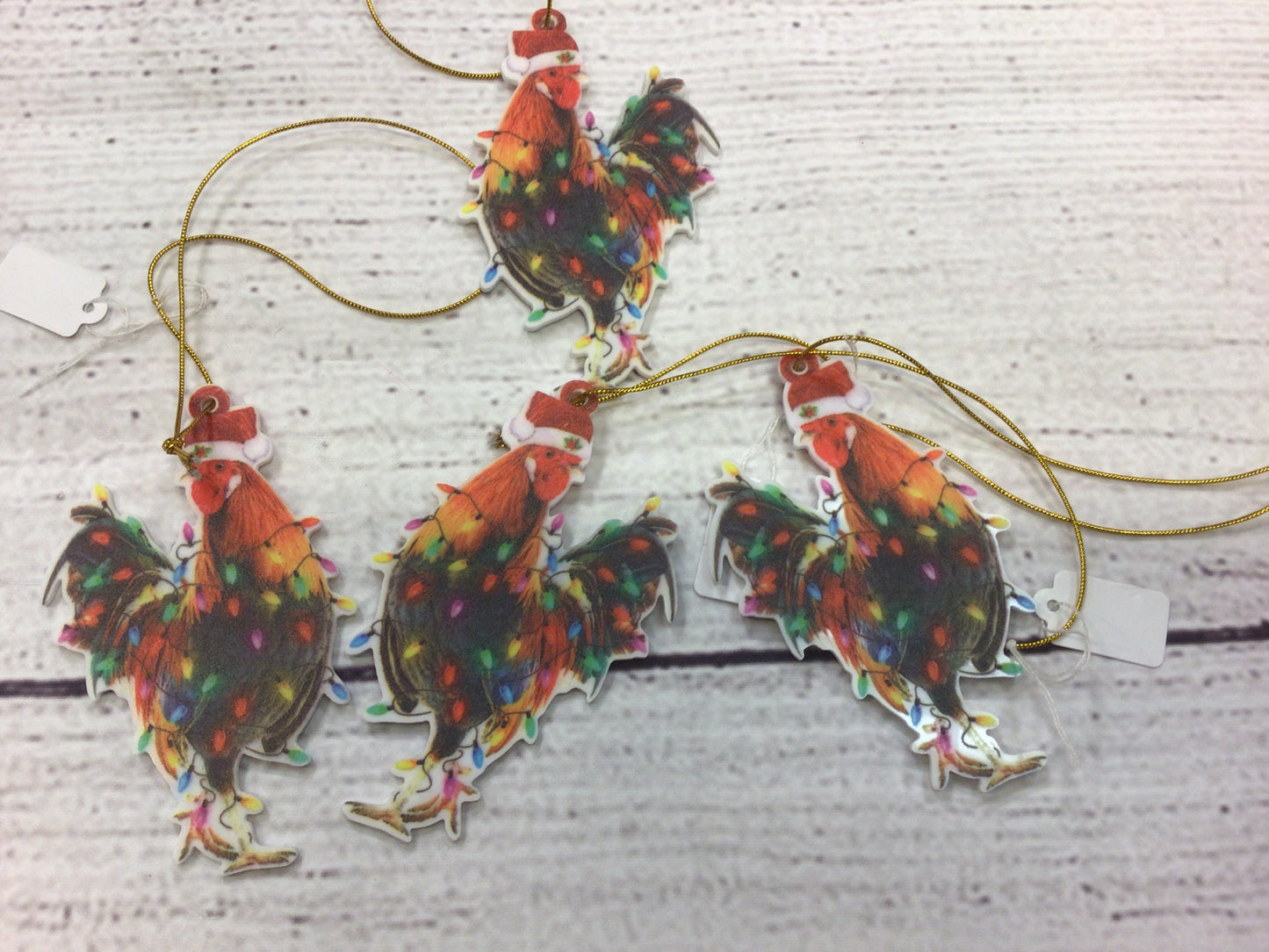 Rooster in a Santa hat ornament