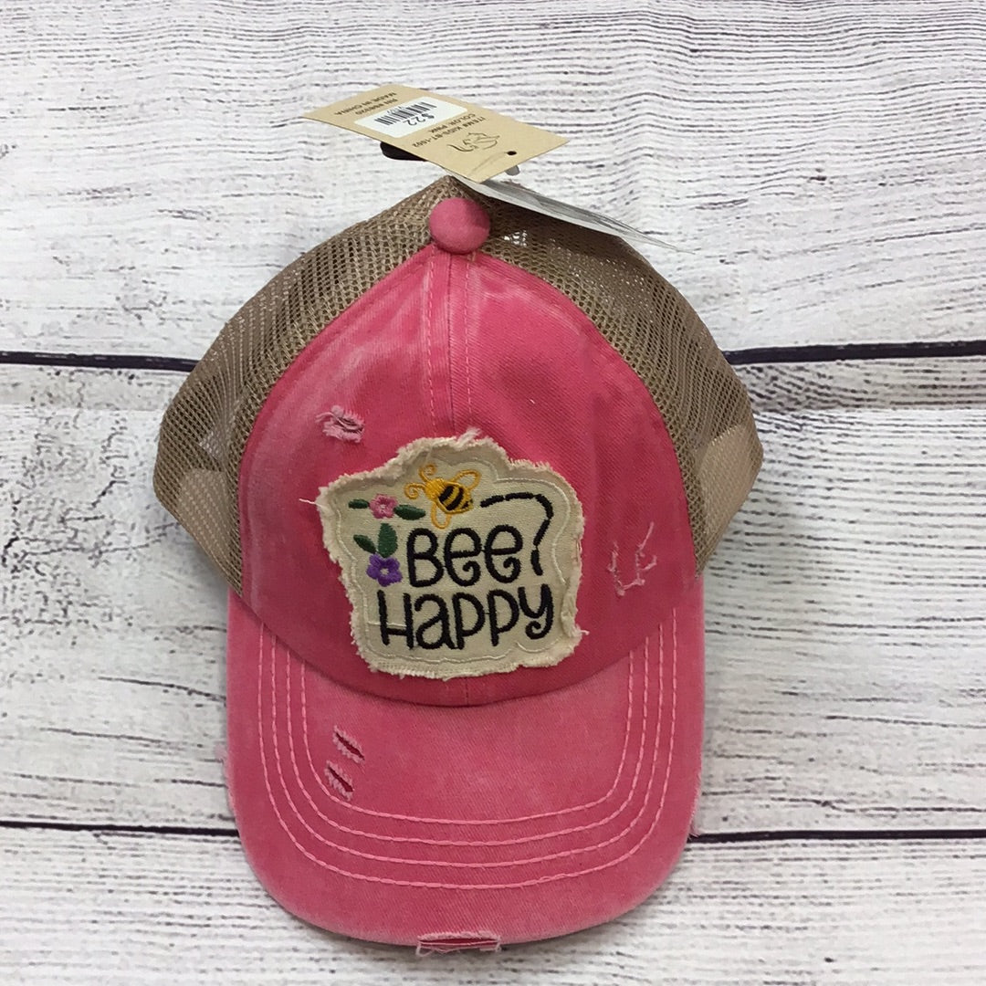 Pink Bee Happy Girl Crisscross Hat