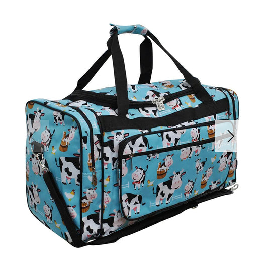 Blue Cow and Chicken Duffle Bag