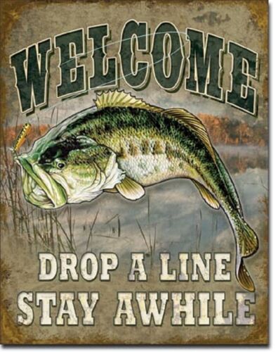 Welcome, Drop Ling Fishing Metal Sign